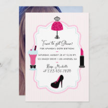 Glam Mode Diva Birthday Party Photo Invitation