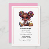 Glam Mode Doll Verjaardag Kaart (Voorkant / Achterkant)