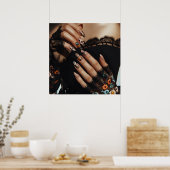 Glam mode luxe zomernagels art foto poster (Keuken)