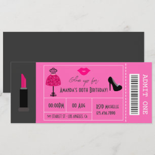 Glam mode show feestnacht meisjesticket kaart