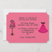 Glam Mode Show Party Night Girl's Ticket Kaart (Achterkant)