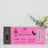 Glam Mode Show Party Night Girl's Ticket Kaart (Staand voorkant)