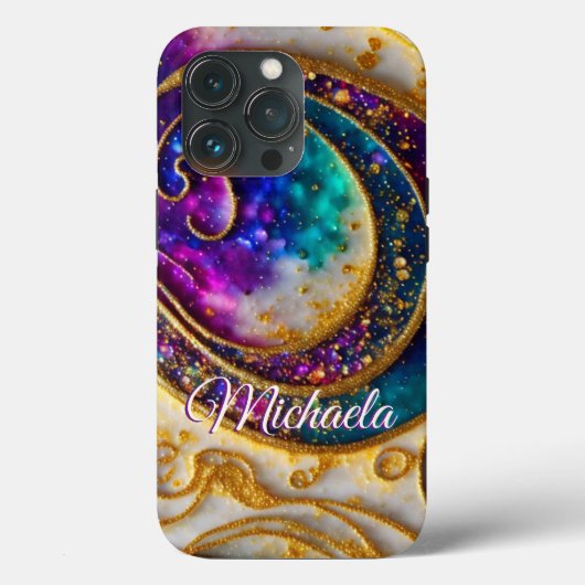 Glam Modern Aqua & Paars Glitter Monogram Case-Mate iPhone Case (Achterkant)