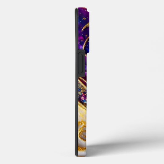 Glam Modern Aqua & Paars Glitter Monogram Case-Mate iPhone Case (Achterkant / Rechts)