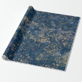 Glam Modern Blue & Gold Splatter Cadeaupapier (Uitgerold)
