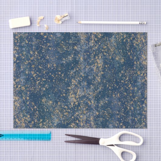 Glam Modern Blue & Gold Splatter Tissuepapier (Craft)