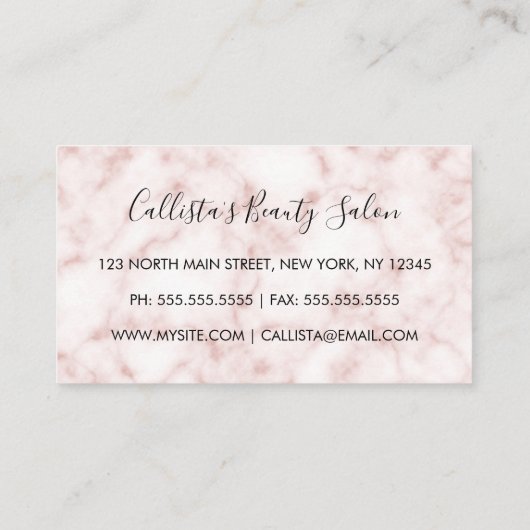 Glam Modern Chic Roos Goud Glitter Marmer Korting Klantenkaartje (Achterkant)