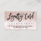 Glam Modern Chic Roos Goud Glitter Marmer Korting Klantenkaartje (Voorkant)