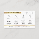 Glam Modern Gold Lash Extensions Nazorg Gids Visitekaartje (Achterkant)