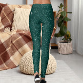 Glam Modern Green Glitter Sparkle Sport Women Gift Leggings