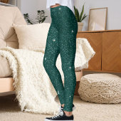 Glam Modern Green Glitter Sparkle Sport Women Gift Leggings