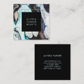Glam Modern Ink Swirls met zwart Vierkante Visitekaartje (Voorkant / Achterkant)