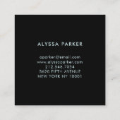 Glam Modern Ink Swirls met zwart Vierkante Visitekaartje (Achterkant)