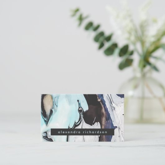 Glam Modern Ink Swirls Visitekaartje (Staand voorkant)
