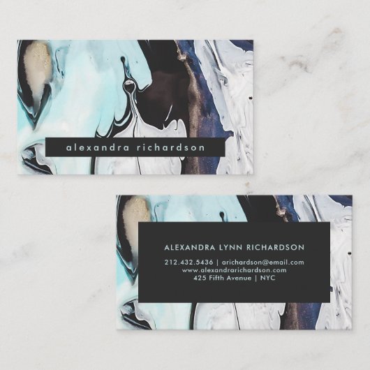 Glam Modern Ink Swirls Visitekaartje (Voorkant / Achterkant)