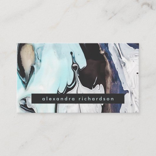 Glam Modern Ink Swirls Visitekaartje (Voorkant)