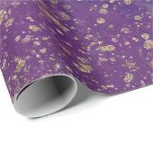Glam Modern Paars & Gold Splatter Cadeaupapier (Rol Hoek)