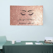 Glam modern roos gouden glitter wimpers & wenkbrau spandoek (Beurs)