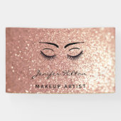 Glam modern roos gouden glitter wimpers & wenkbrau spandoek (Horizontaal)