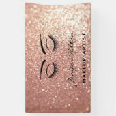 Glam modern roos gouden glitter wimpers & wenkbrau spandoek (Verticaal)