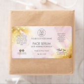 Glam Modern roze goudgezicht en haarserumetiket Etiket (Insitu)