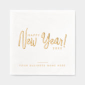 Glam Modern Script Happy New Year Business Company Folie Servetten (Voorkant)