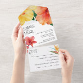 Glam Modern Tropical Chic Wedding All In One Uitnodiging (Afscheurbaar)