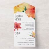 Glam Modern Tropical Chic Wedding All In One Uitnodiging (Binnen)