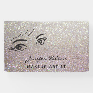 Glam moderne chique glitter wimpers en wenkbrauw spandoek