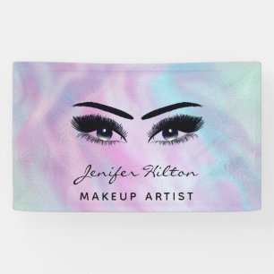 Glam moderne chique holografische wimpers en wenkb spandoek