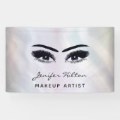 Glam moderne chique holografische wimpers en wenkb spandoek (Horizontaal)