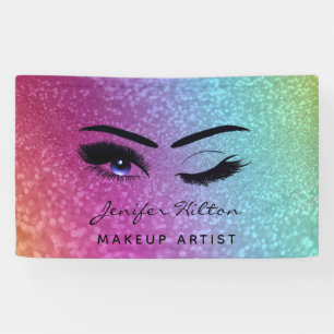 Glam moderne glitter regenboog wimpers & wenkbrauw spandoek