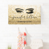 Glam moderne gouden glittery wimpers & wenkbrauw k spandoek (Insitu)