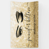 Glam moderne gouden glittery wimpers & wenkbrauw k spandoek (Verticaal)