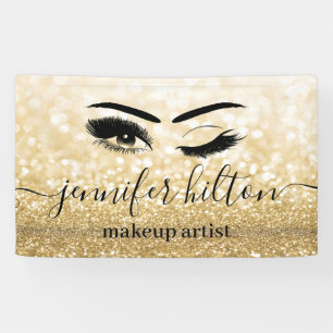 Glam moderne gouden glittery wimpers & wenkbrauw k spandoek
