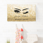 Glam moderne gouden glittery wimpers & wenkbrauw k spandoek (Insitu)