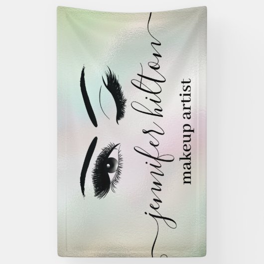Glam moderne holografische wimpers en wenkbrauwkni spandoek (Verticaal)