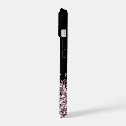 Glam Monogram Glitter Roos Gold iPhone 15 Case (Linkerkant)