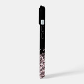 Glam Monogram Glitter Roze Goud iPhone 15 Case (Linkerkant)