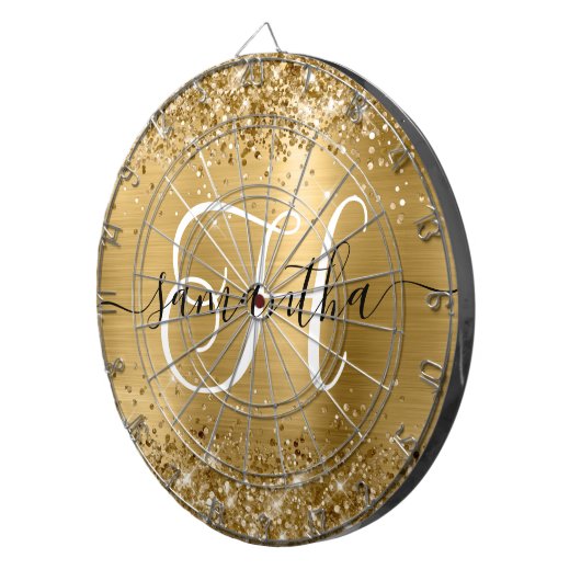 Glam monogram Glittery Gold Glam Dartbord (Voorkant Rechts)