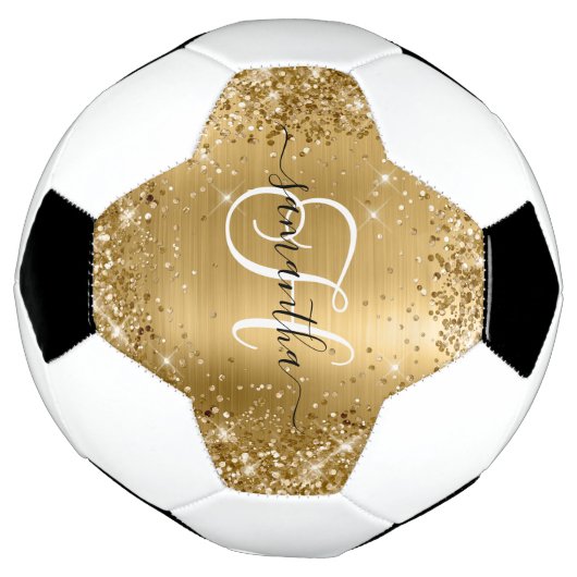 Glam monogram Glittery Gold Glam Voetbal (Gedraaid)