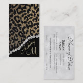 Glam Monogram Leopard Print Afsprakenkaartje (Voorkant / Achterkant)