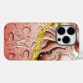 Glam Monogram M Brown Marble Fantasy Regendruppels Case-Mate iPhone Case (Achterkant (horizontaal))