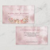 Glam Monogram Roos Gold Floral Wedding Planner Visitekaartje (Voorkant / Achterkant)