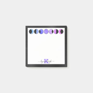 Glam Moon Phases Chic Monogram Name Small Square Post-it® Notes