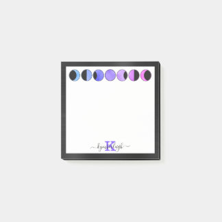 Glam Moon Phases Chic Monogram Name Small Square Post-it® Notes