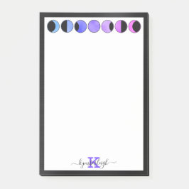 Glam Moon Phases Monogram Naam Middelgroot Rechtho Post-it® Notes