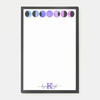 Glam Moon Phases Monogram Naam Middelgroot Rechtho Post-it® Notes