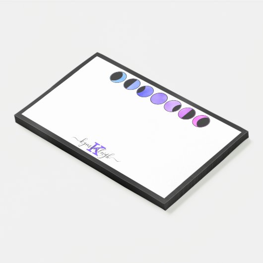Glam Moon Phases Monogram Name Large Retangular Post-it® Notes (Schuin)