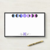 Glam Moon Phases Monogram Name Large Retangular Post-it® Notes (Op bureau)